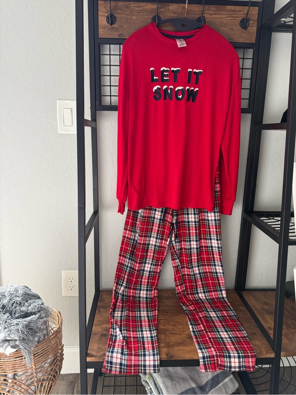 Kids Red 'Let It Snow' Pajama Set - Plaid Pants
